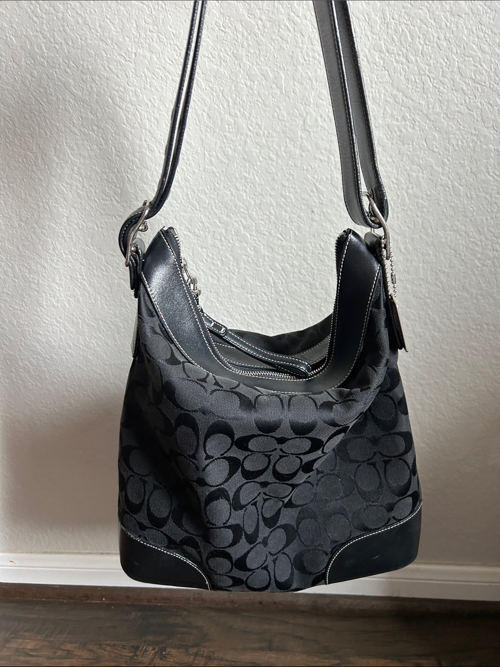 Coach Black Signature Jacquard Shoulder Bag